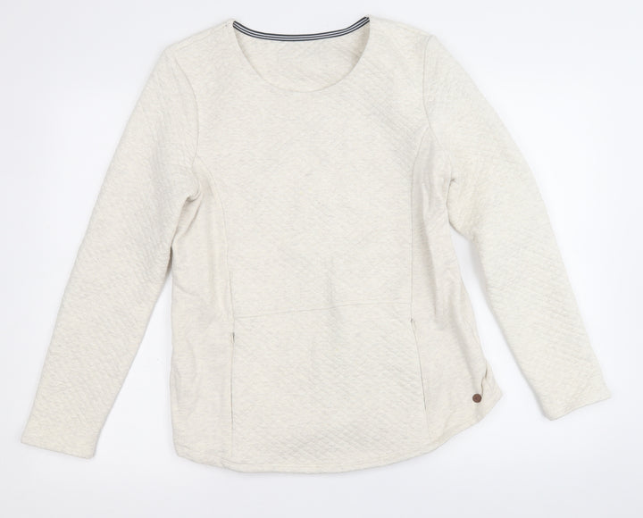 Preworn Womens White Round Neck  Cotton Pullover Jumper Size M