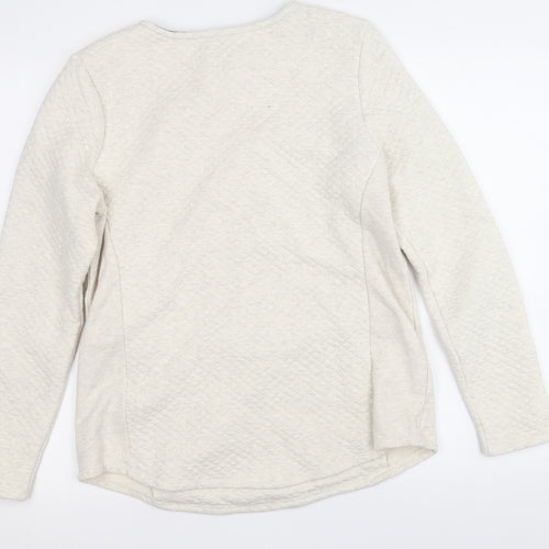 Preworn Womens White Round Neck  Cotton Pullover Jumper Size M
