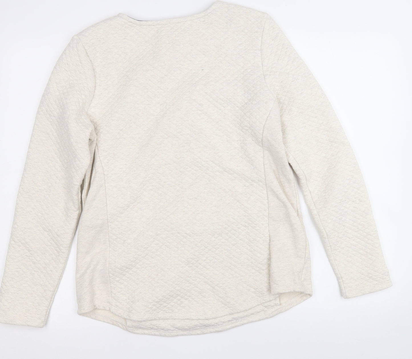 Preworn Womens White Round Neck  Cotton Pullover Jumper Size M