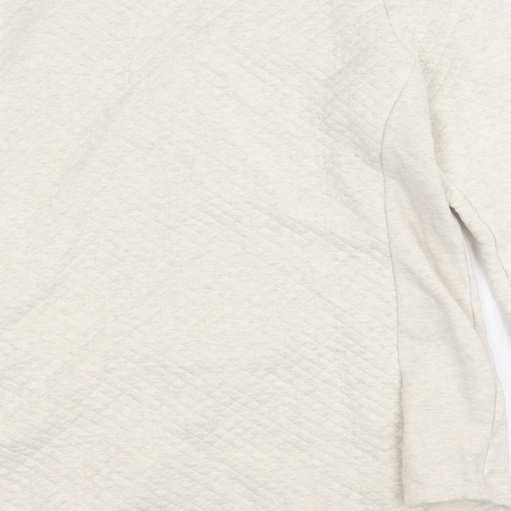 Preworn Womens White Round Neck  Cotton Pullover Jumper Size M