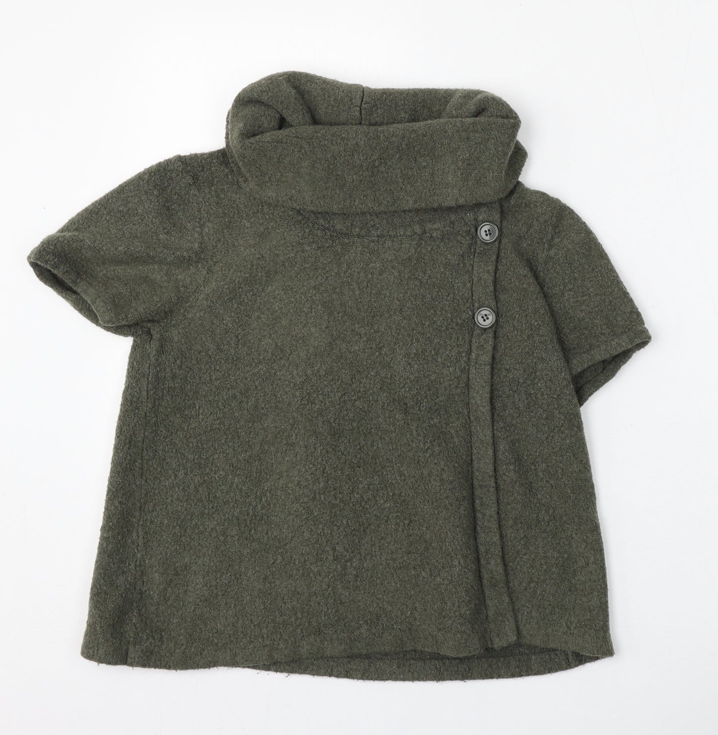 Topshop Womens Green Roll Neck  Acrylic Cardigan Jumper Size 12