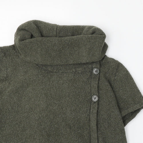 Topshop Womens Green Roll Neck  Acrylic Cardigan Jumper Size 12