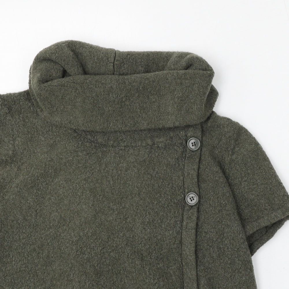 Topshop Womens Green Roll Neck  Acrylic Cardigan Jumper Size 12