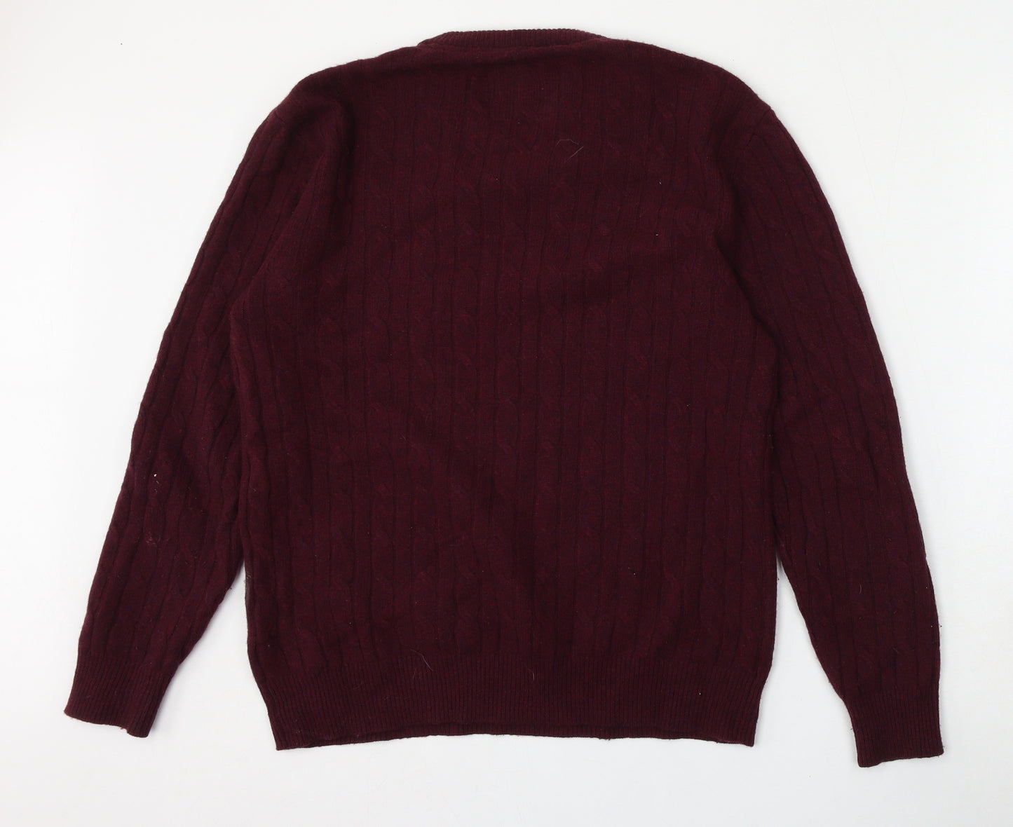 Jack Wills Mens Red Round Neck  Wool Pullover Jumper Size L