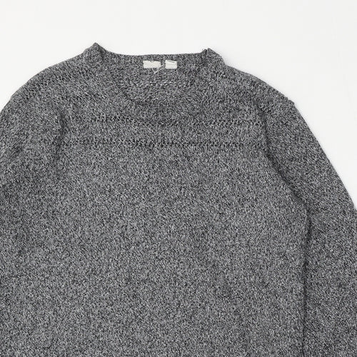 Ten tree Mens Grey Round Neck  Cotton Pullover Jumper Size M