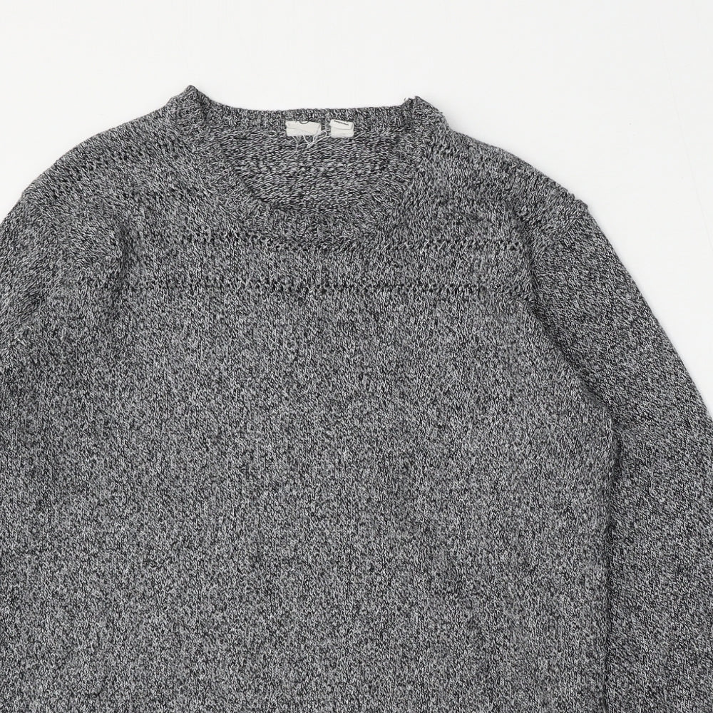 Ten tree Mens Grey Round Neck  Cotton Pullover Jumper Size M
