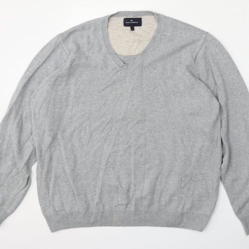 Blue Harbour Mens Grey V-Neck  Polyester Pullover Jumper Size L