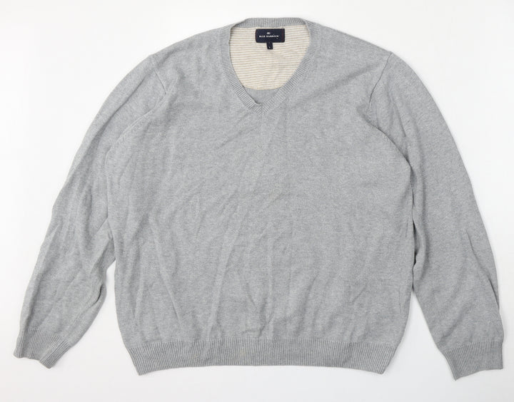 Blue Harbour Mens Grey V-Neck Polyester Pullover Jumper Size L