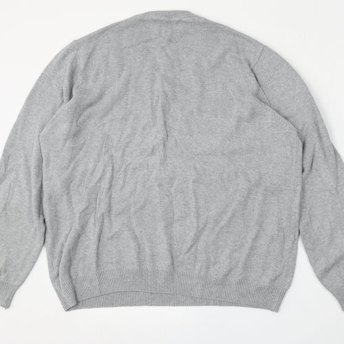 Blue Harbour Mens Grey V-Neck  Polyester Pullover Jumper Size L