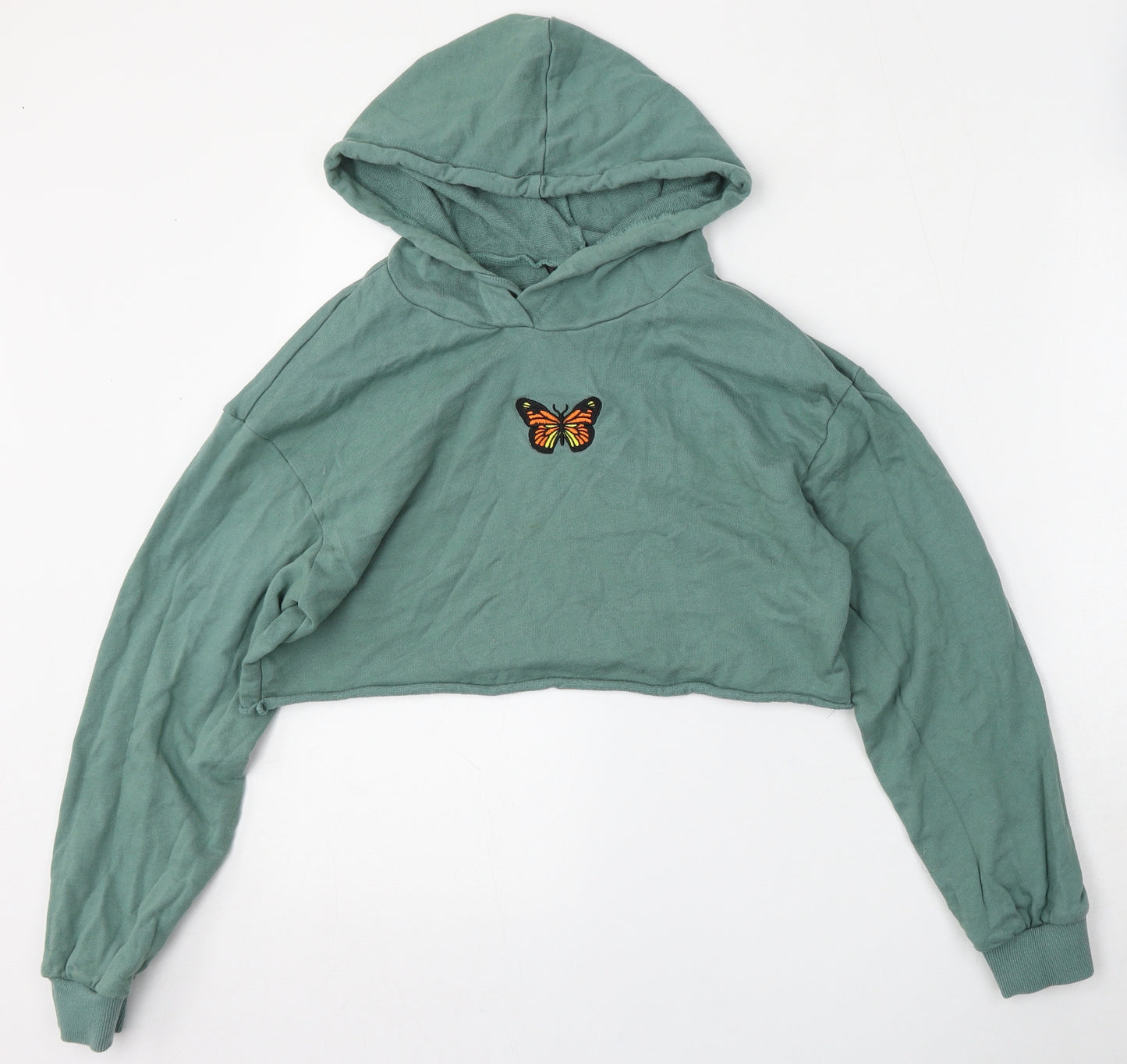 SheIn Womens Green  Cotton Pullover Hoodie Size M