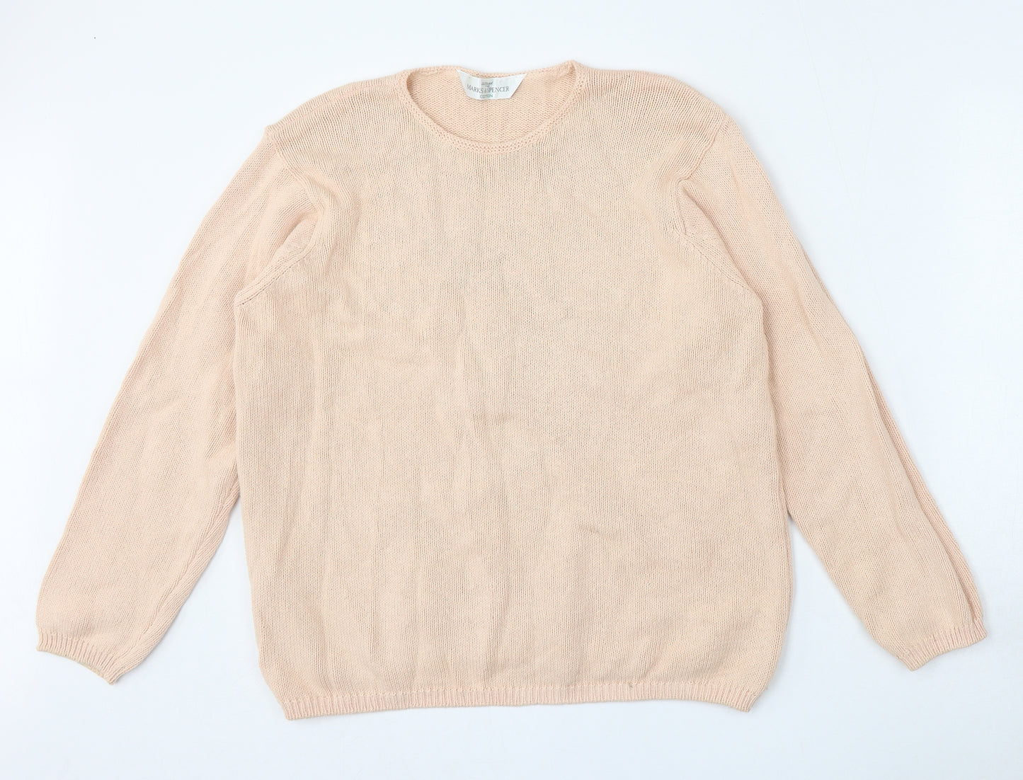 Marks and Spencer Womens Pink Round Neck  Cotton Pullover Jumper Size 14