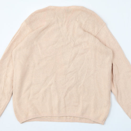 Marks and Spencer Womens Pink Round Neck  Cotton Pullover Jumper Size 14