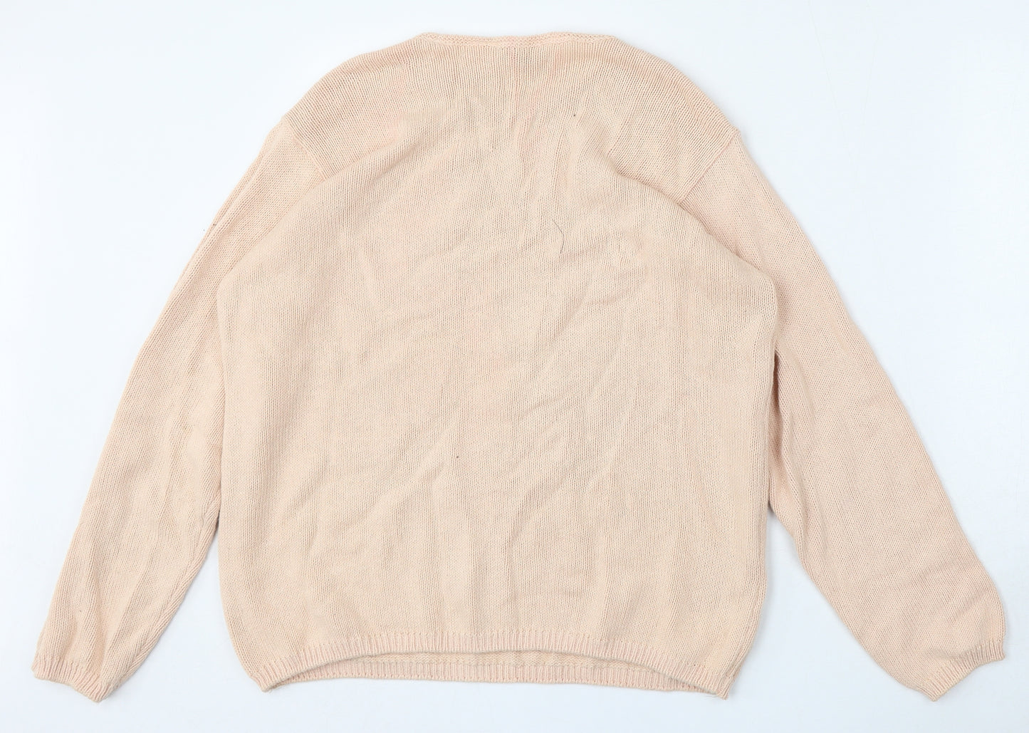 Marks and Spencer Womens Pink Round Neck  Cotton Pullover Jumper Size 14