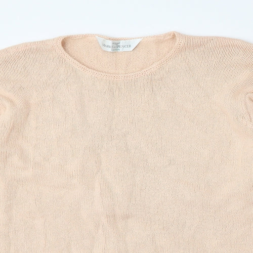 Marks and Spencer Womens Pink Round Neck  Cotton Pullover Jumper Size 14