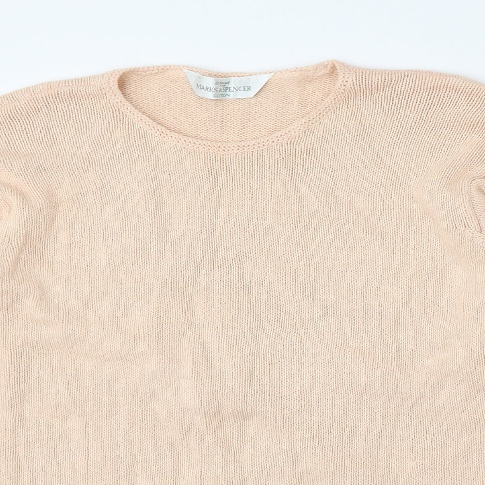Marks and Spencer Womens Pink Round Neck  Cotton Pullover Jumper Size 14