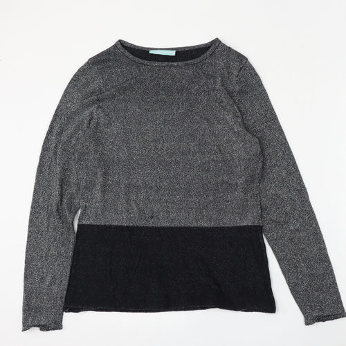 Avenue Womens Silver Round Neck  Cotton Pullover Jumper Size 12