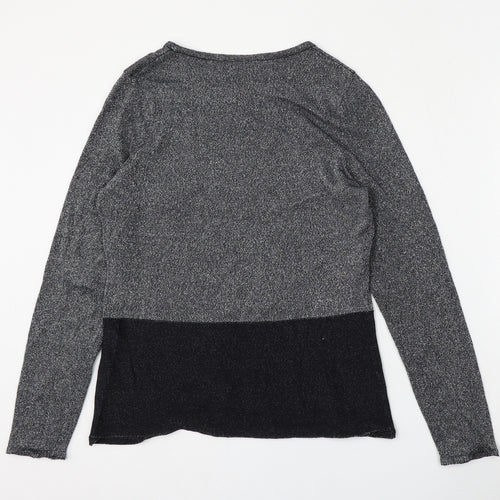 Avenue Womens Silver Round Neck  Cotton Pullover Jumper Size 12