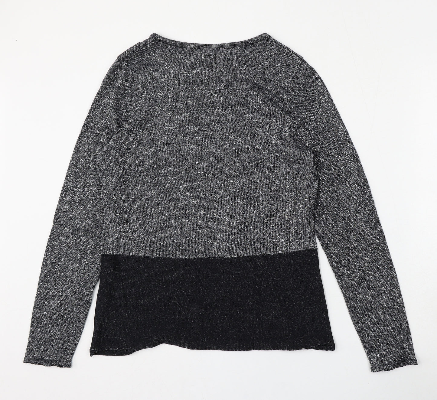 Avenue Womens Silver Round Neck  Cotton Pullover Jumper Size 12
