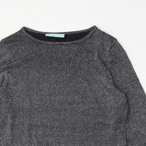 Avenue Womens Silver Round Neck  Cotton Pullover Jumper Size 12
