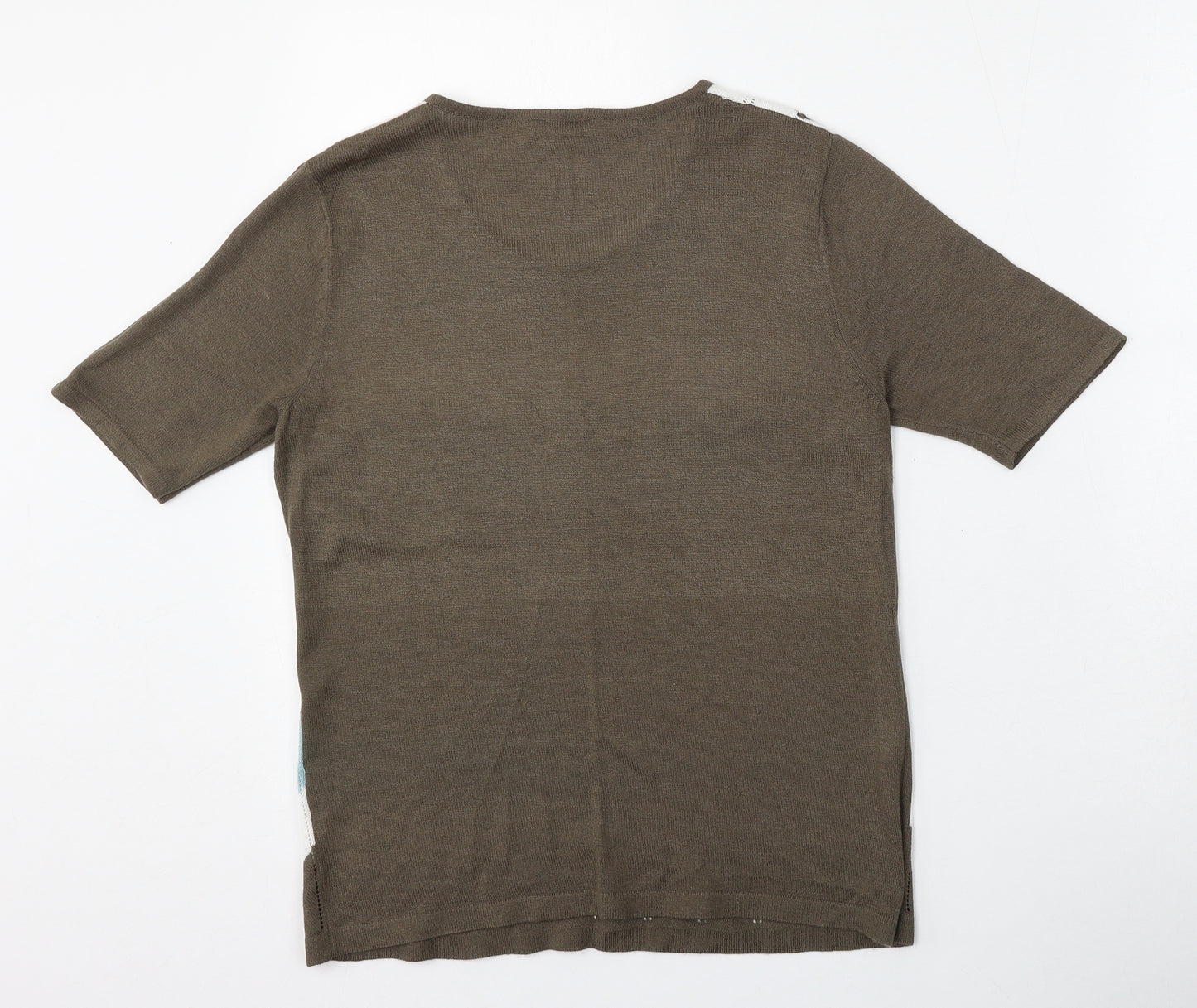 Oscar B Womens Brown Round Neck Geometric Viscose Pullover Jumper Size S