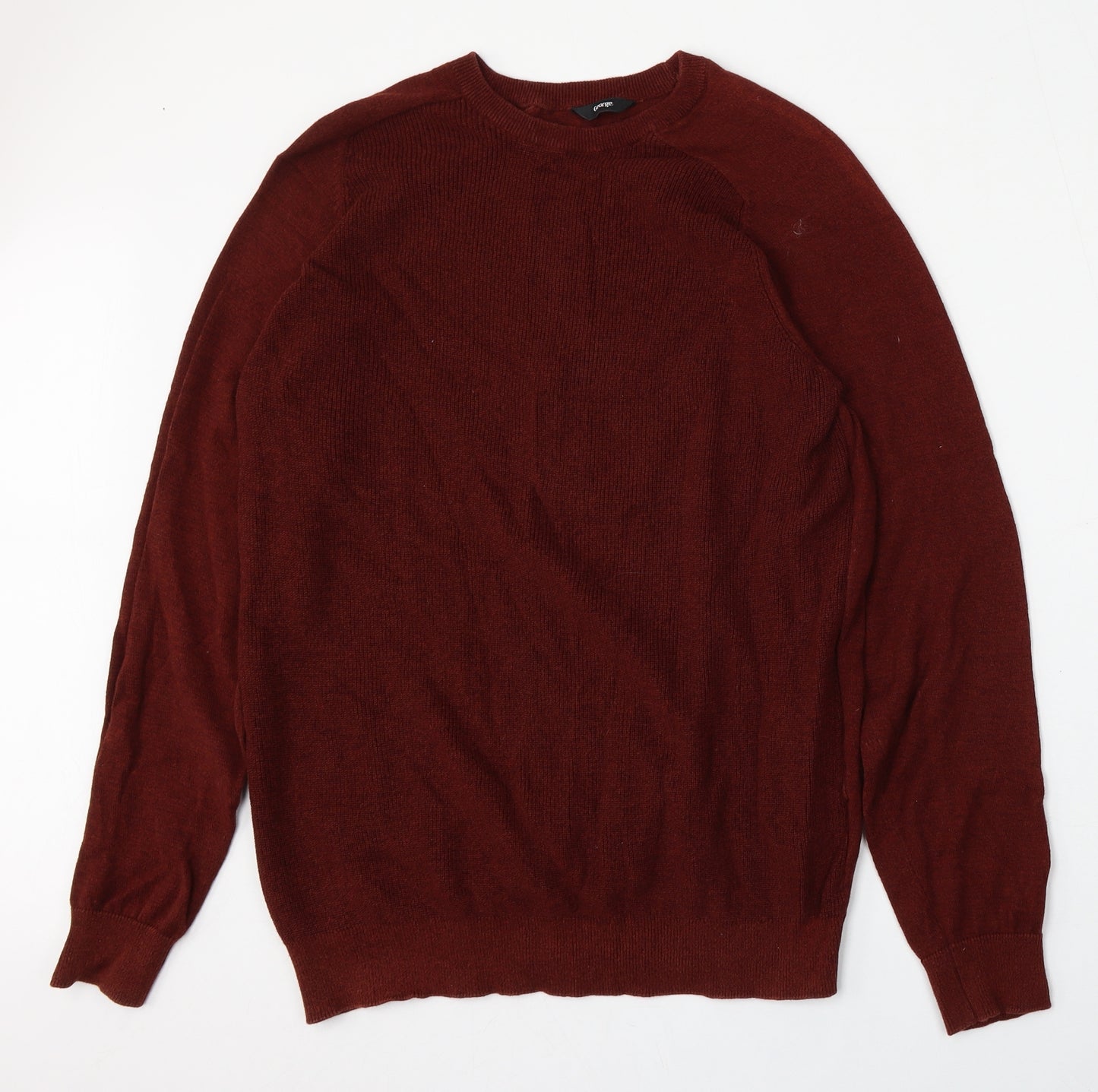 George Mens Red Round Neck  Cotton Pullover Jumper Size XL