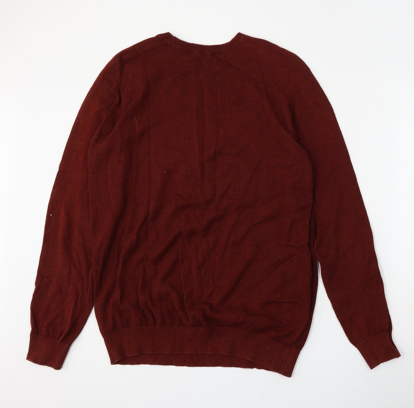 George Mens Red Round Neck  Cotton Pullover Jumper Size XL