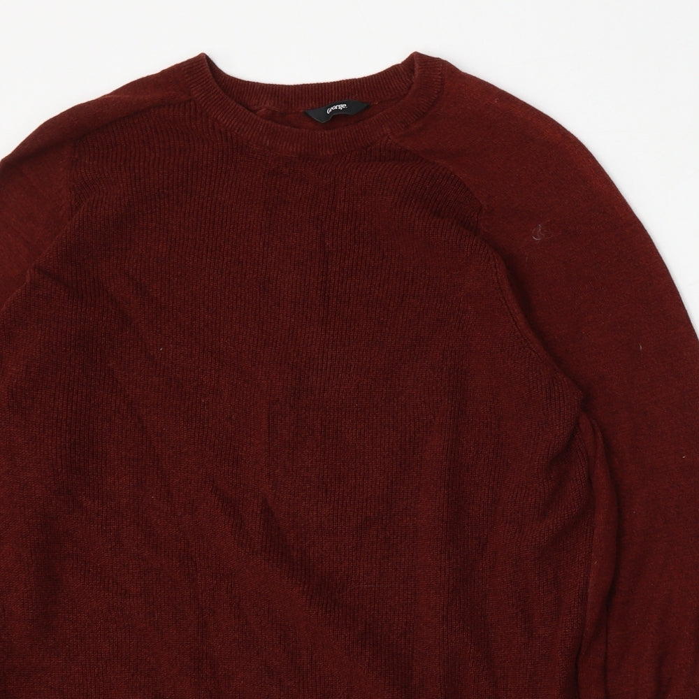 George Mens Red Round Neck  Cotton Pullover Jumper Size XL
