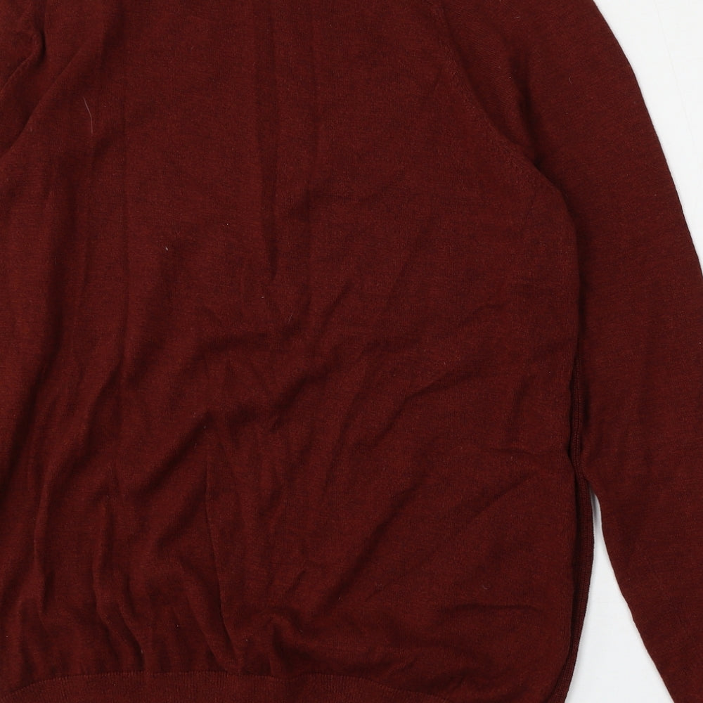 George Mens Red Round Neck  Cotton Pullover Jumper Size XL