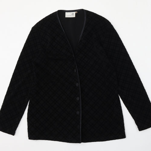 First Avenue Womens Black Geometric  Jacket  Size 10  Button