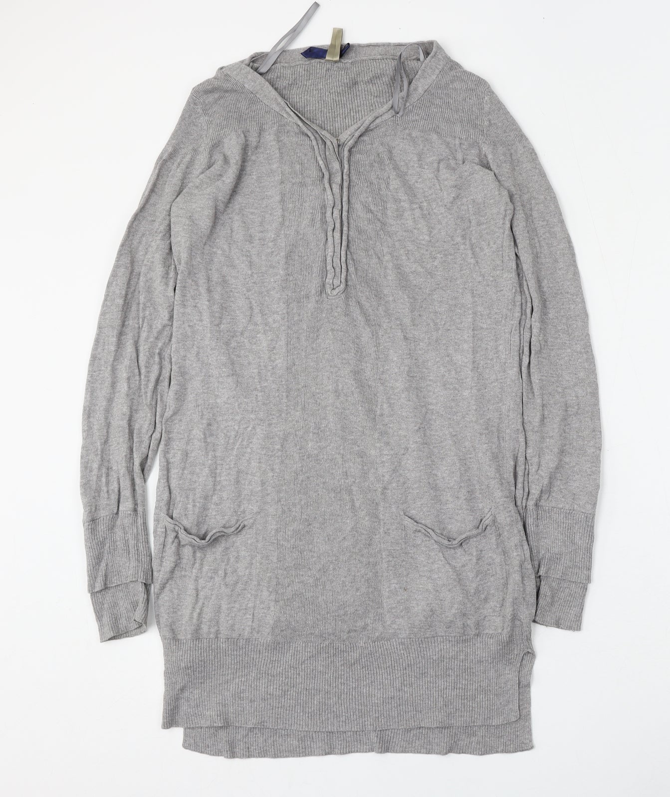 NEXT Womens Grey V-Neck  Polyester Cardigan Jumper Size 12