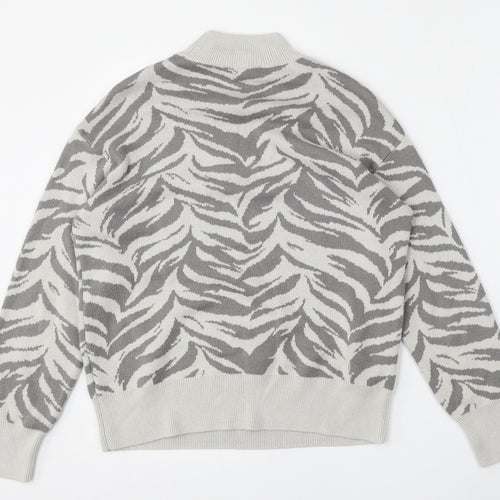 Preworn Womens Multicoloured Mock Neck Animal Print Polyester Pullover Jumper Size L