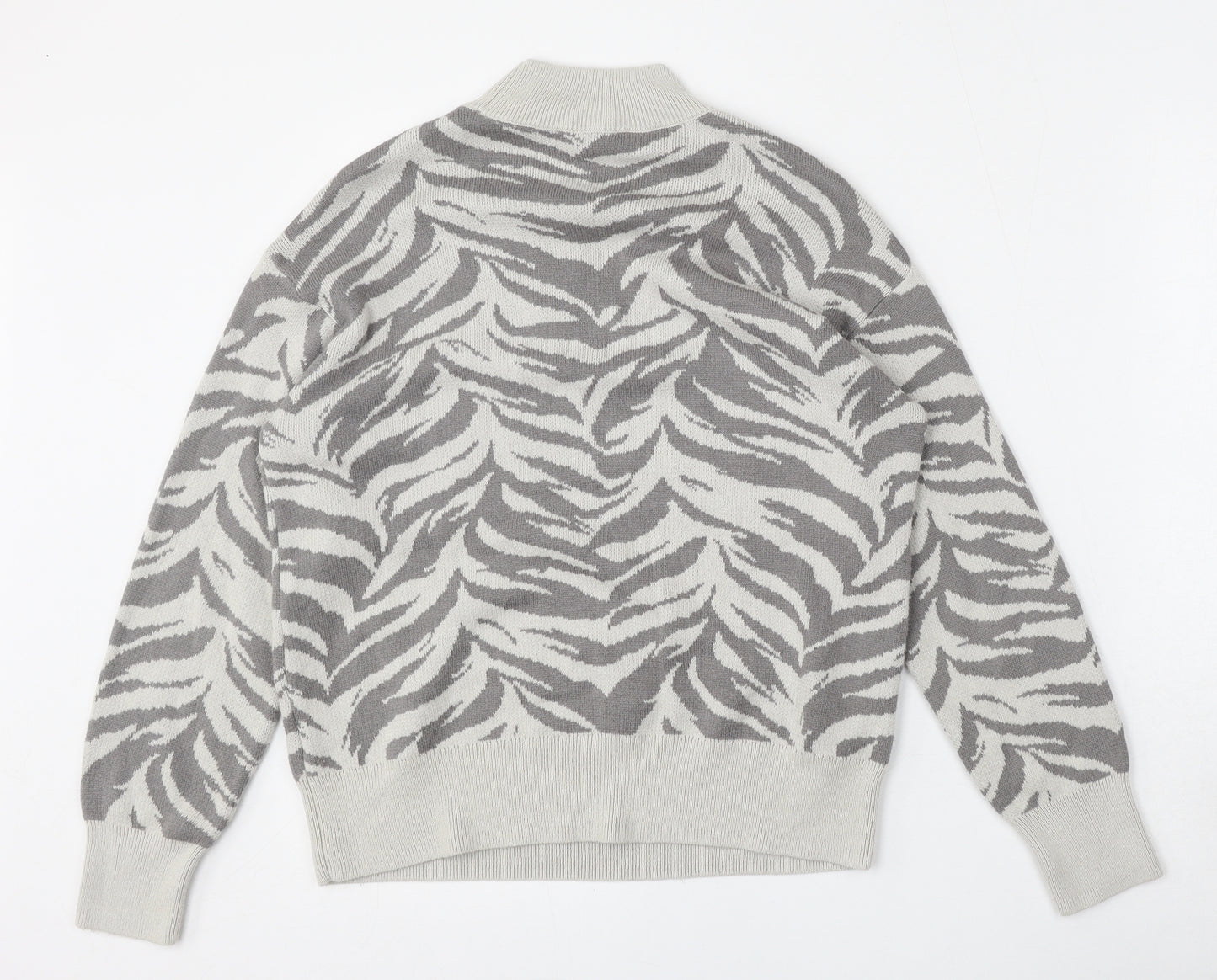 Preworn Womens Multicoloured Mock Neck Animal Print Polyester Pullover Jumper Size L