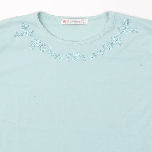 Beaumonde Womens Blue Round Neck  Polyester Pullover Jumper Size M