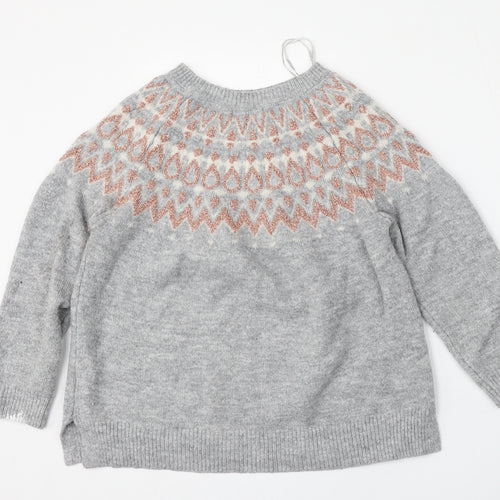 F&F Womens Grey Round Neck  Acrylic Pullover Jumper Size 14