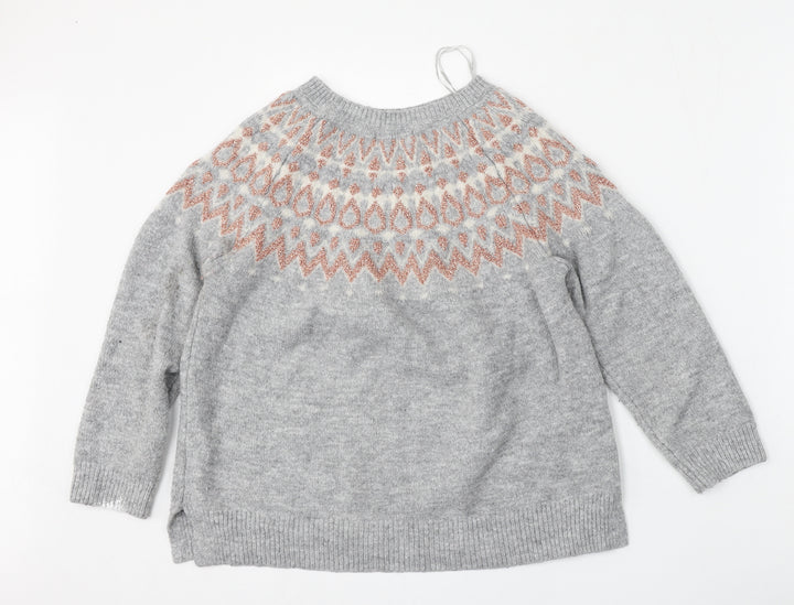 F&F Womens Grey Round Neck Acrylic Pullover Jumper Size 14