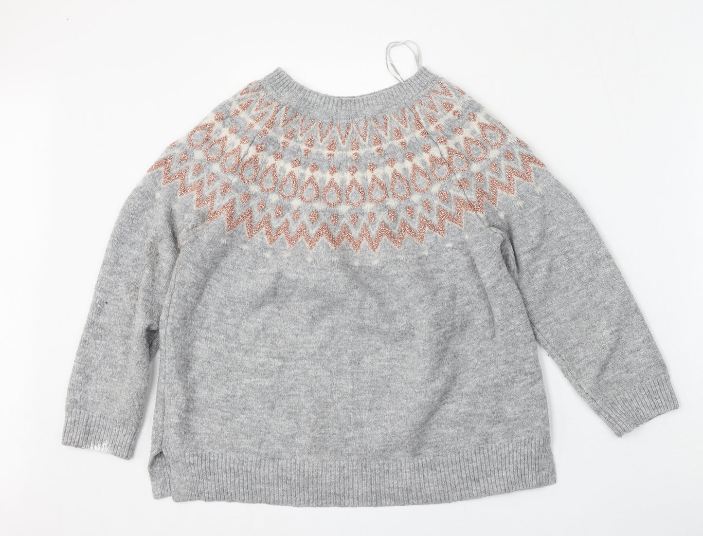 F&F Womens Grey Round Neck  Acrylic Pullover Jumper Size 14
