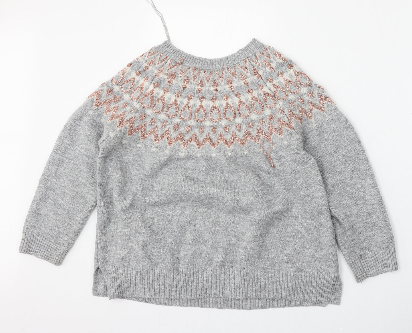 F&F Womens Grey Round Neck  Acrylic Pullover Jumper Size 14