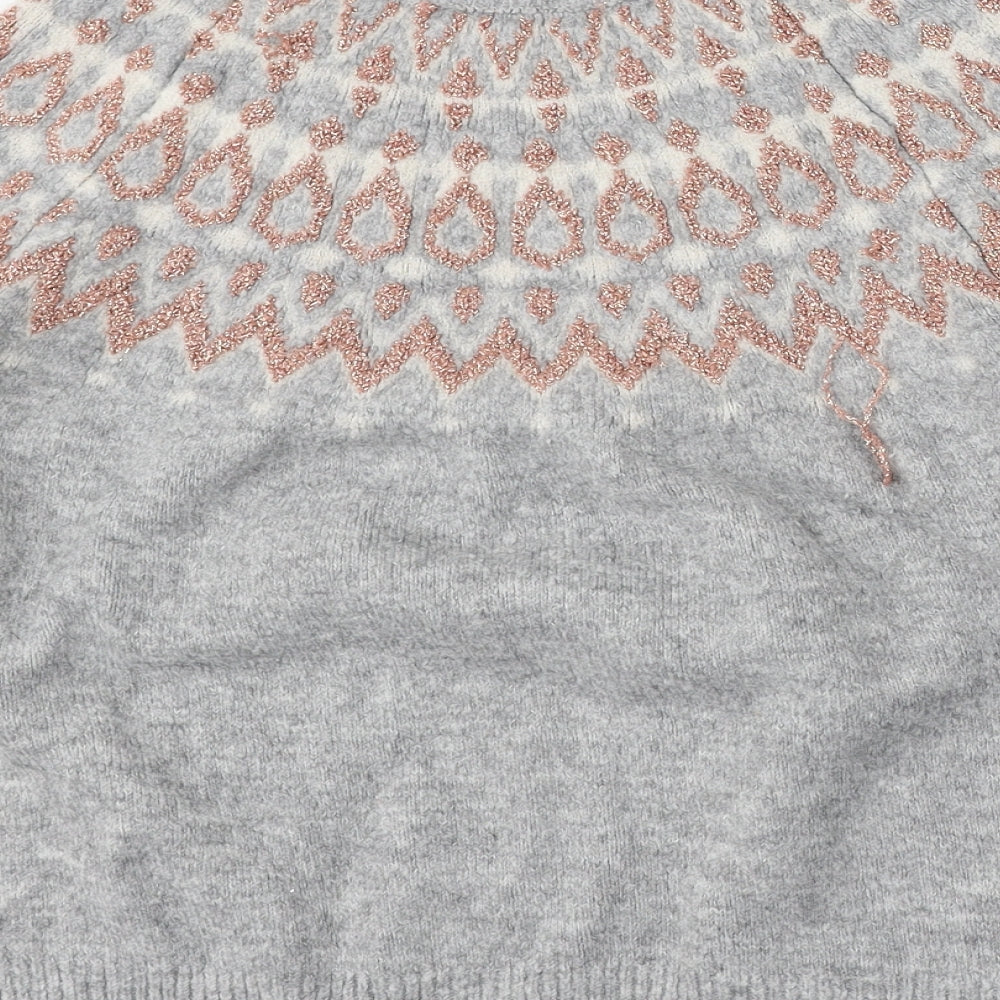 F&F Womens Grey Round Neck  Acrylic Pullover Jumper Size 14