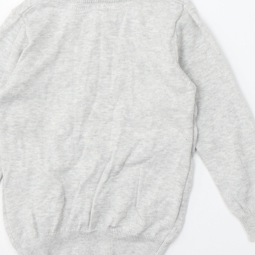 Young Dimension Girls Grey Round Neck  Cotton Pullover Jumper Size 4-5 Years
