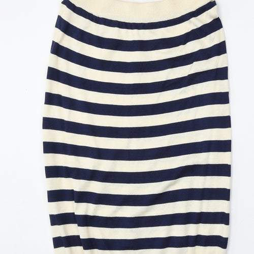 House of Fraser Womens White Striped Cotton Straight & Pencil Skirt Size L
