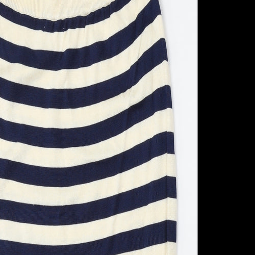 House of Fraser Womens White Striped Cotton Straight & Pencil Skirt Size L