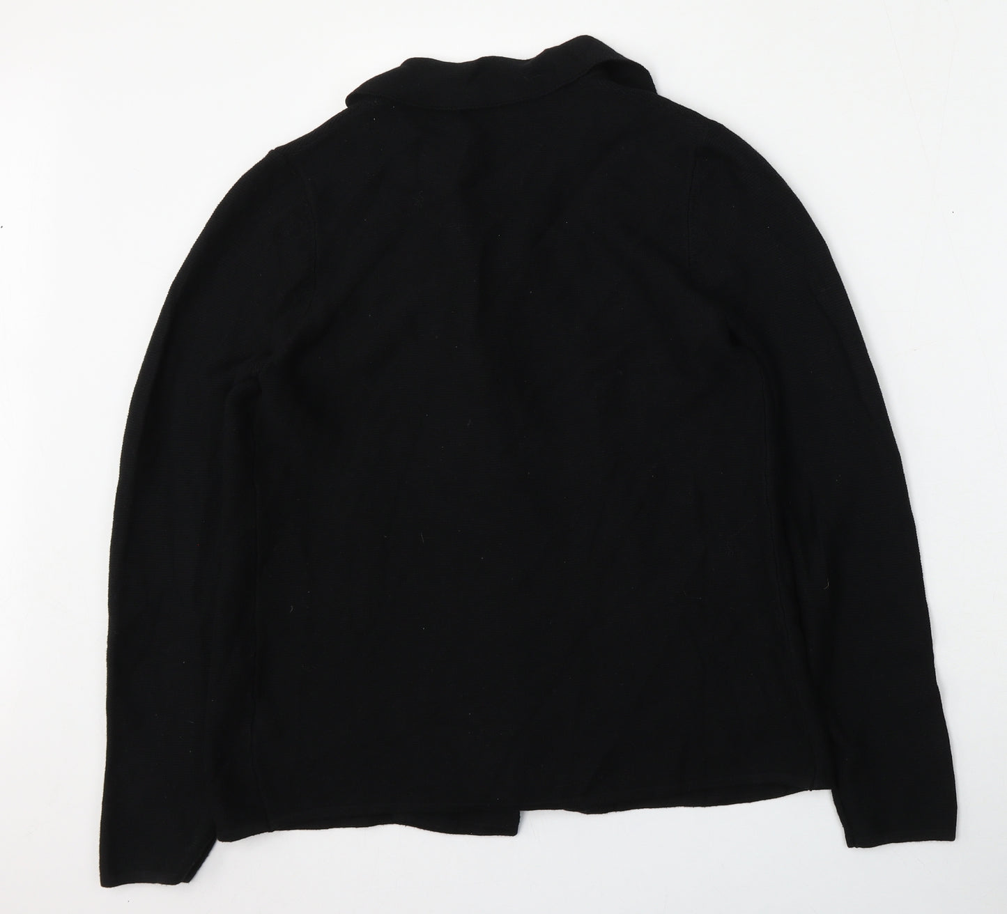 TU Womens Black Collared  Cotton Cardigan Jumper Size 12