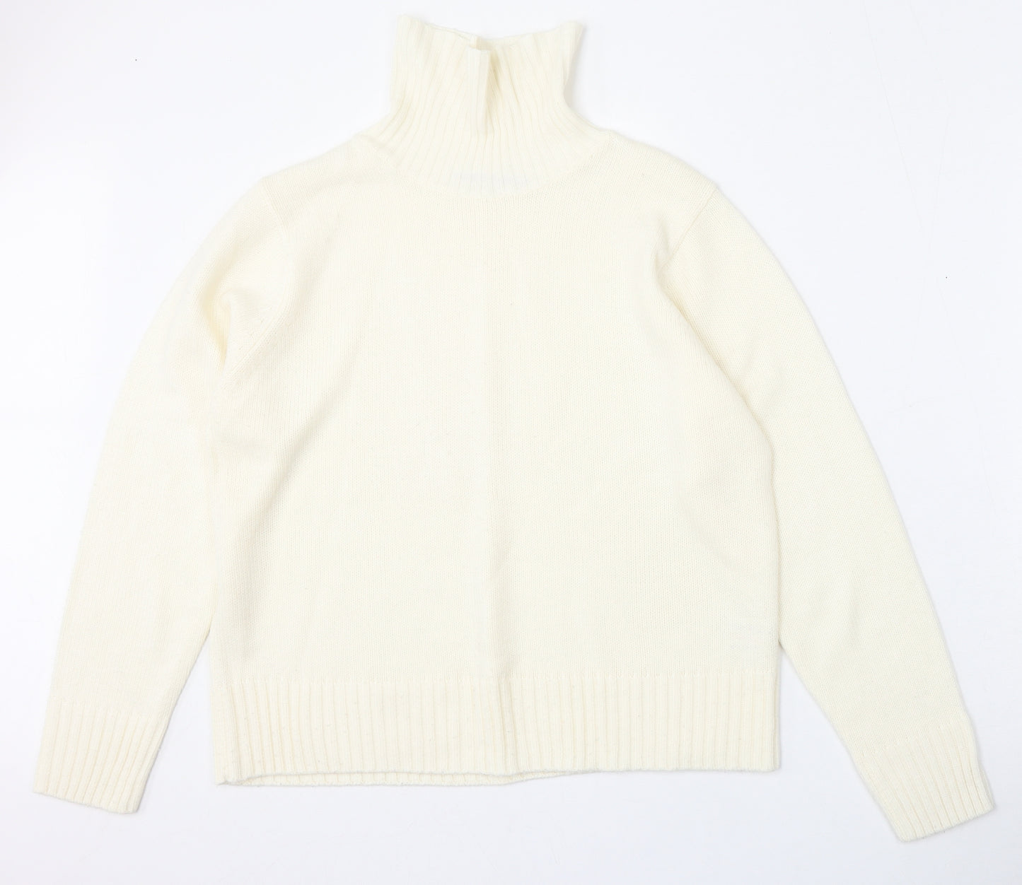 EWM Womens Ivory Mock Neck  Acrylic Pullover Jumper Size 18