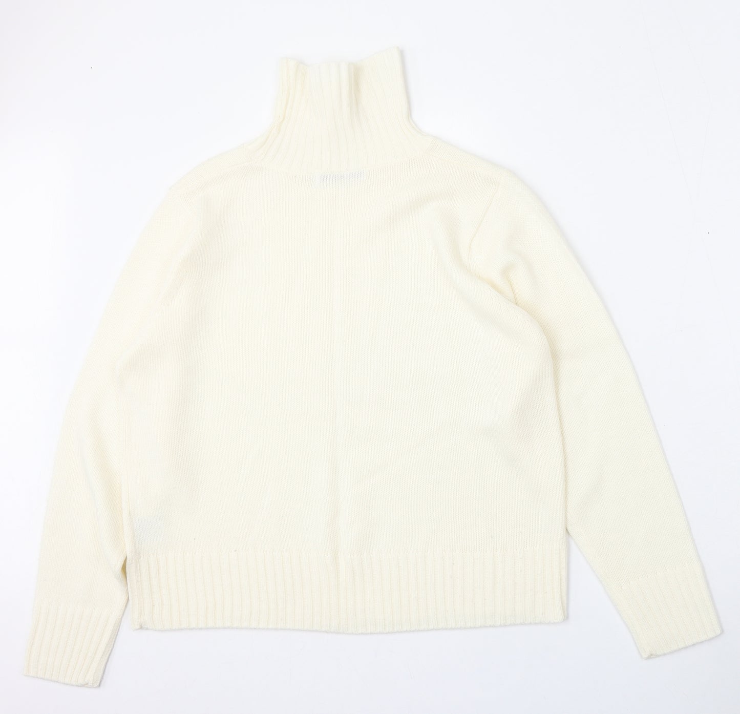 EWM Womens Ivory Mock Neck  Acrylic Pullover Jumper Size 18