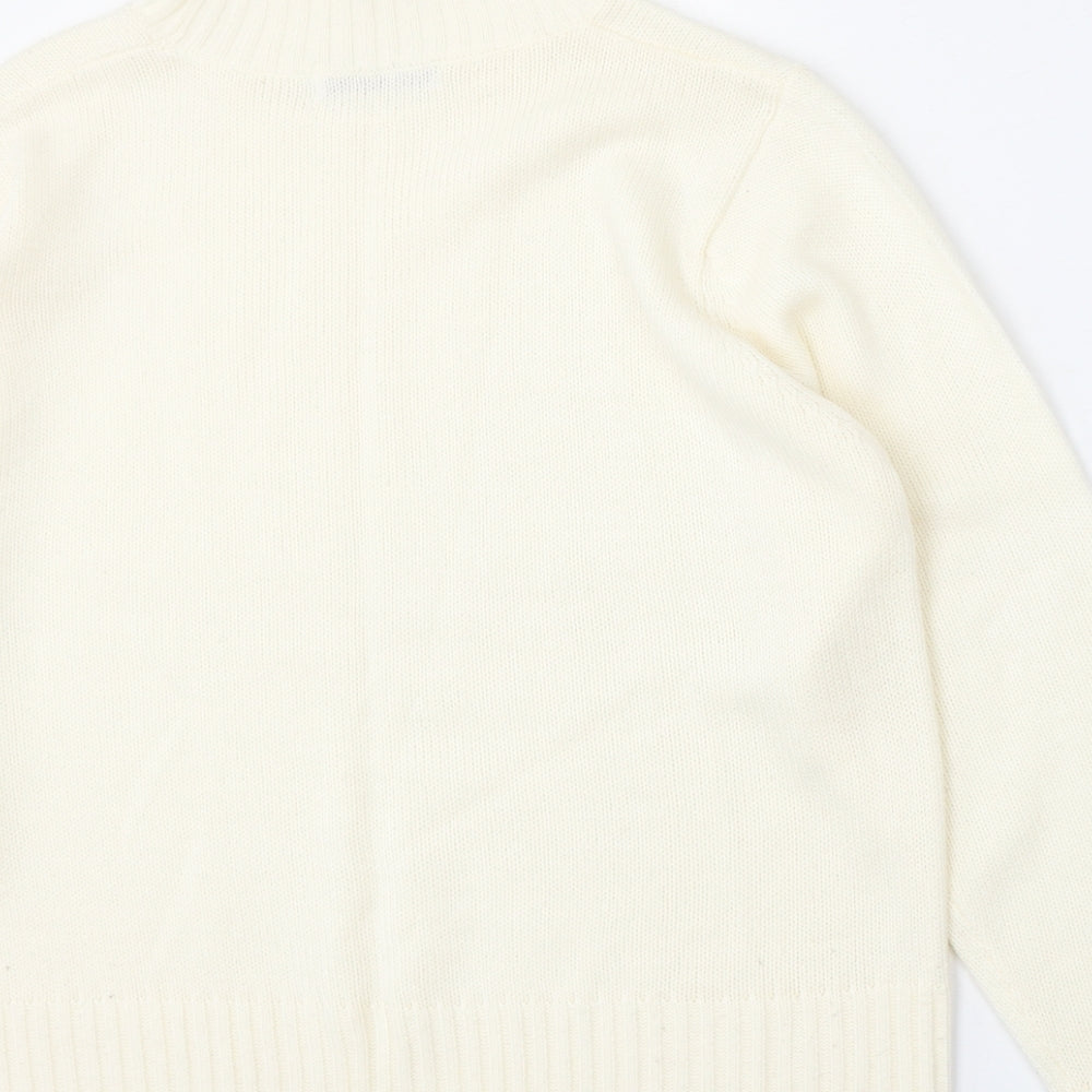 EWM Womens Ivory Mock Neck  Acrylic Pullover Jumper Size 18