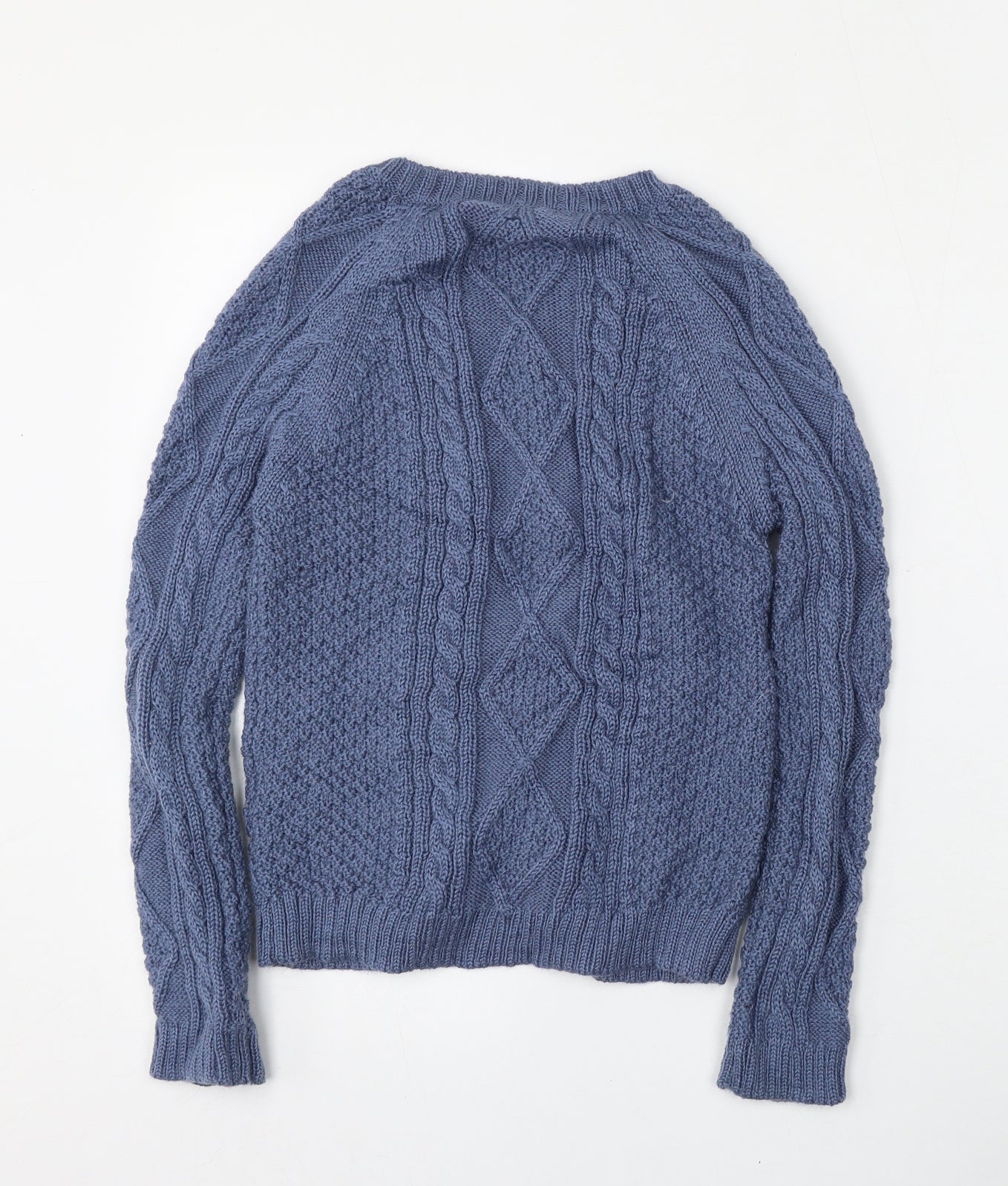Wool Overs Womens Blue Round Neck  Wool Cardigan Jumper Size S