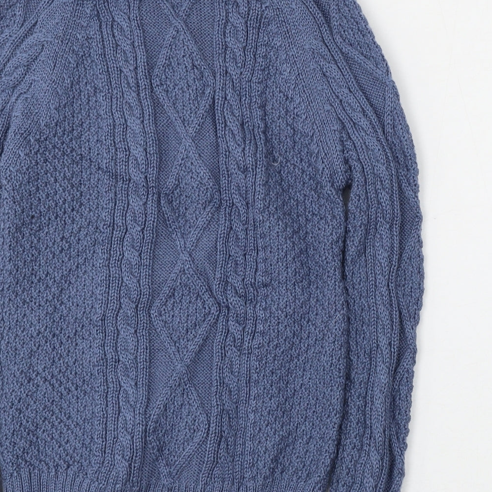 Wool Overs Womens Blue Round Neck  Wool Cardigan Jumper Size S
