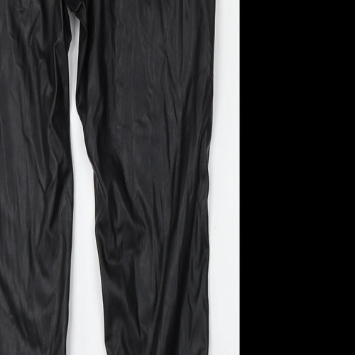Papaya Womens Black  Polyurethane Trousers  Size 12 L26 in Regular
