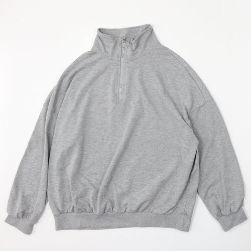 SheIn Womens Grey  Cotton Pullover Sweatshirt Size S  Zip
