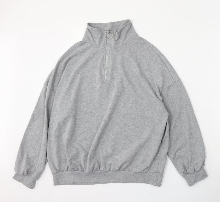 SheIn Womens Grey Cotton Pullover Sweatshirt Size S Zip